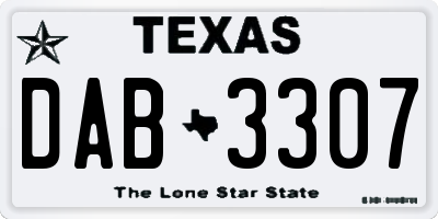 TX license plate DAB3307