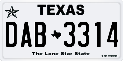 TX license plate DAB3314