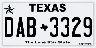 TX license plate DAB3329