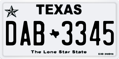 TX license plate DAB3345