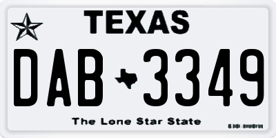 TX license plate DAB3349