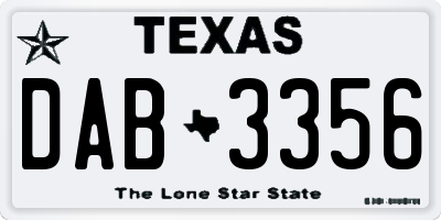 TX license plate DAB3356