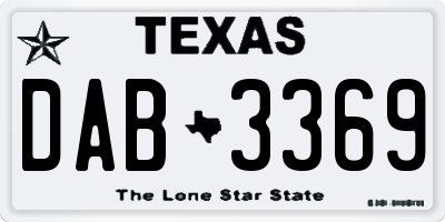 TX license plate DAB3369