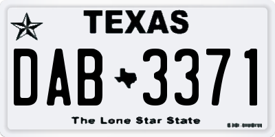 TX license plate DAB3371