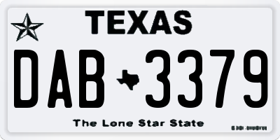 TX license plate DAB3379