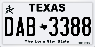 TX license plate DAB3388