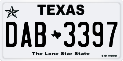 TX license plate DAB3397