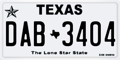 TX license plate DAB3404