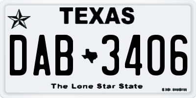 TX license plate DAB3406