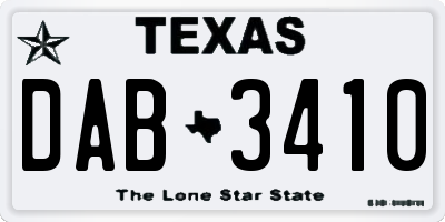 TX license plate DAB3410