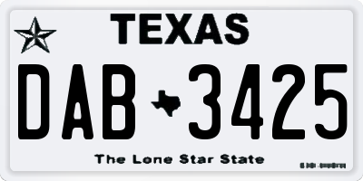TX license plate DAB3425