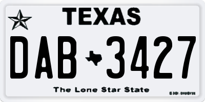 TX license plate DAB3427