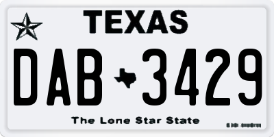 TX license plate DAB3429