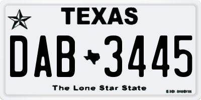 TX license plate DAB3445