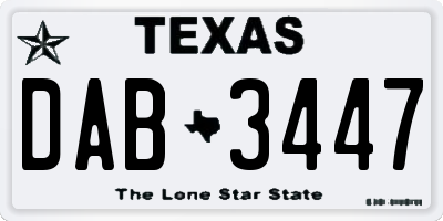 TX license plate DAB3447