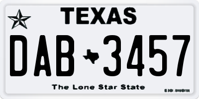TX license plate DAB3457