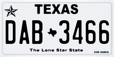 TX license plate DAB3466