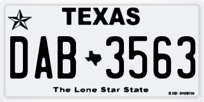 TX license plate DAB3563