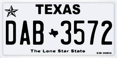TX license plate DAB3572