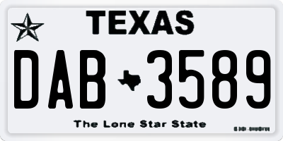 TX license plate DAB3589