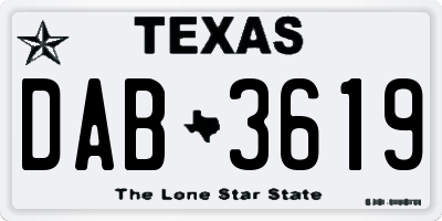 TX license plate DAB3619