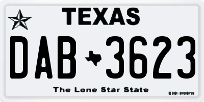 TX license plate DAB3623
