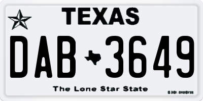 TX license plate DAB3649