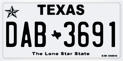 TX license plate DAB3691