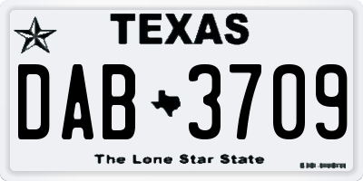 TX license plate DAB3709