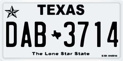 TX license plate DAB3714