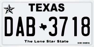 TX license plate DAB3718