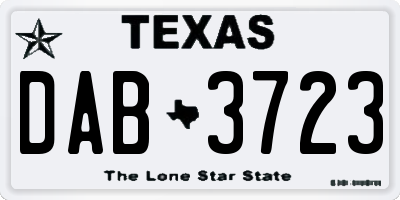 TX license plate DAB3723