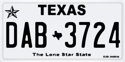 TX license plate DAB3724