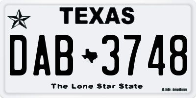 TX license plate DAB3748