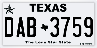 TX license plate DAB3759