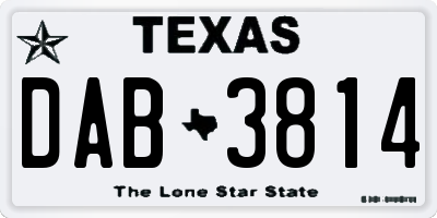 TX license plate DAB3814