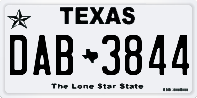 TX license plate DAB3844