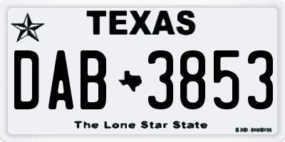 TX license plate DAB3853