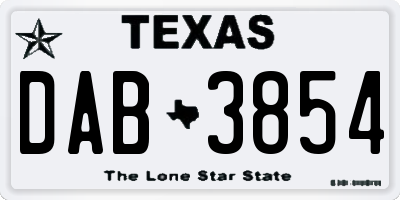 TX license plate DAB3854