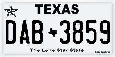 TX license plate DAB3859