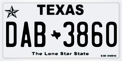 TX license plate DAB3860