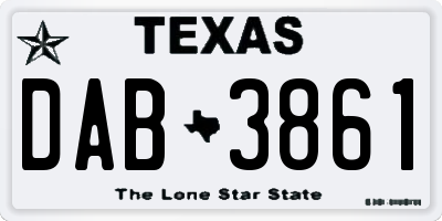 TX license plate DAB3861