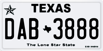 TX license plate DAB3888