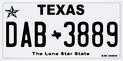 TX license plate DAB3889