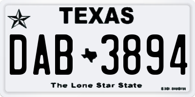 TX license plate DAB3894