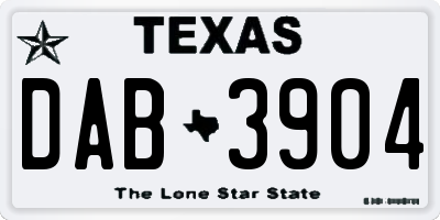 TX license plate DAB3904