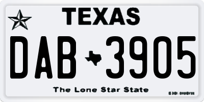 TX license plate DAB3905