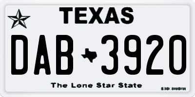 TX license plate DAB3920