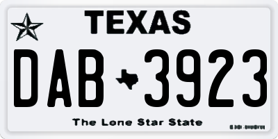 TX license plate DAB3923