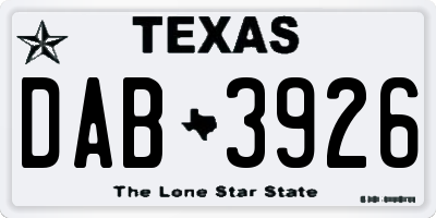 TX license plate DAB3926